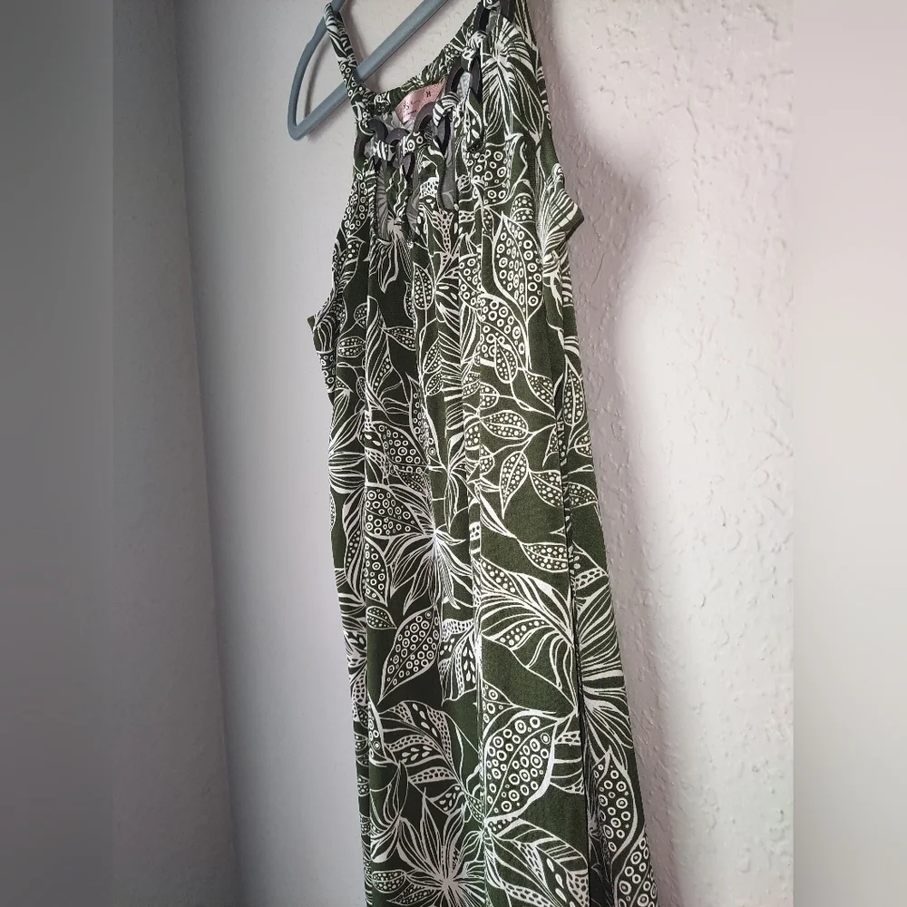 SJS Tropical Olive Green Mini Dress size M - Picture 4 of 7
